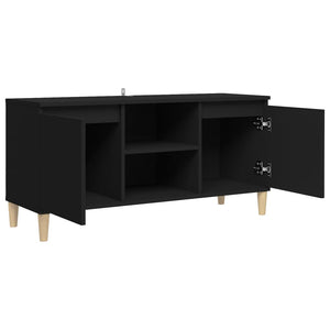 Schwarzer TV-Schrank mit Holzbeinen