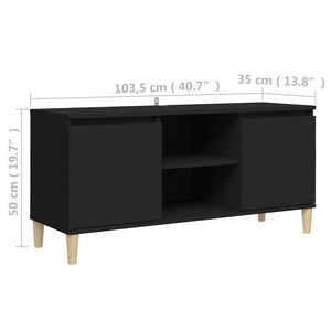 Schwarzer TV-Schrank mit Holzbeinen