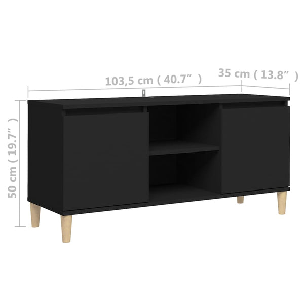 Schwarzer TV-Schrank mit Holzbeinen