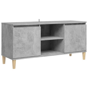 Betongrauer TV-Schrank mit Holzbeinen, 103,5 cm