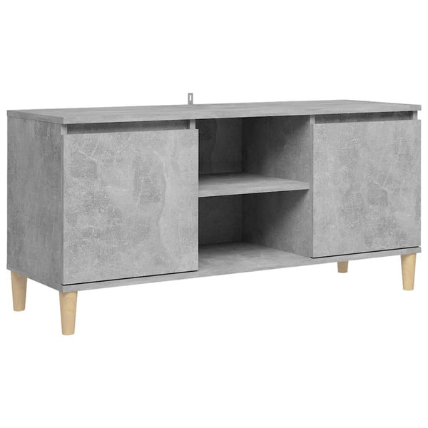 Betongrauer TV-Schrank mit Holzbeinen, 103,5 cm