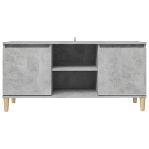 Betongrauer TV-Schrank mit Holzbeinen, 103,5 cm