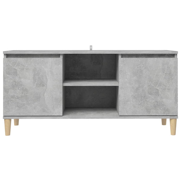 Betongrauer TV-Schrank mit Holzbeinen, 103,5 cm