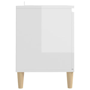 Meuble TV vidaXL avec pieds en bois massif Blanc brillant 103,5x35x50 cm