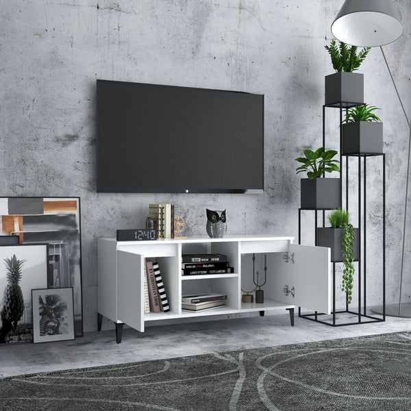 Weißer TV-Schrank mit Metallbeinen