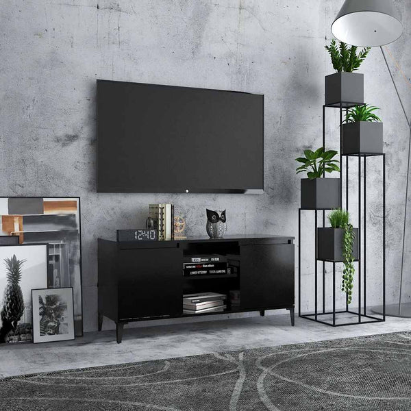 Schwarzer TV-Schrank mit Metallbeinen