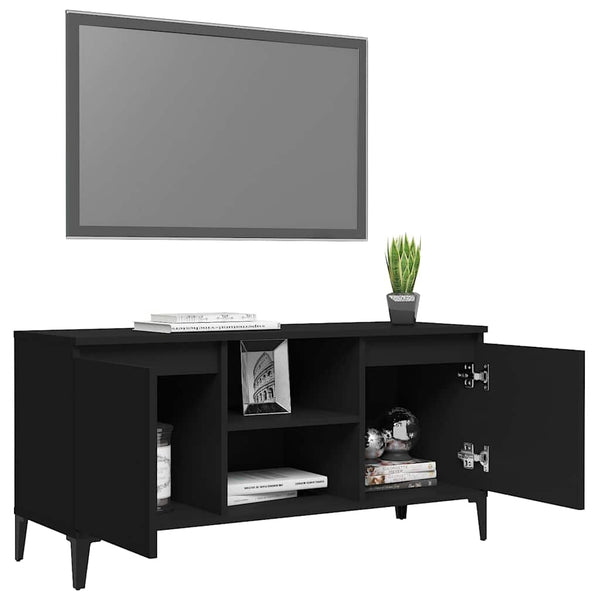 Schwarzer TV-Schrank mit Metallbeinen