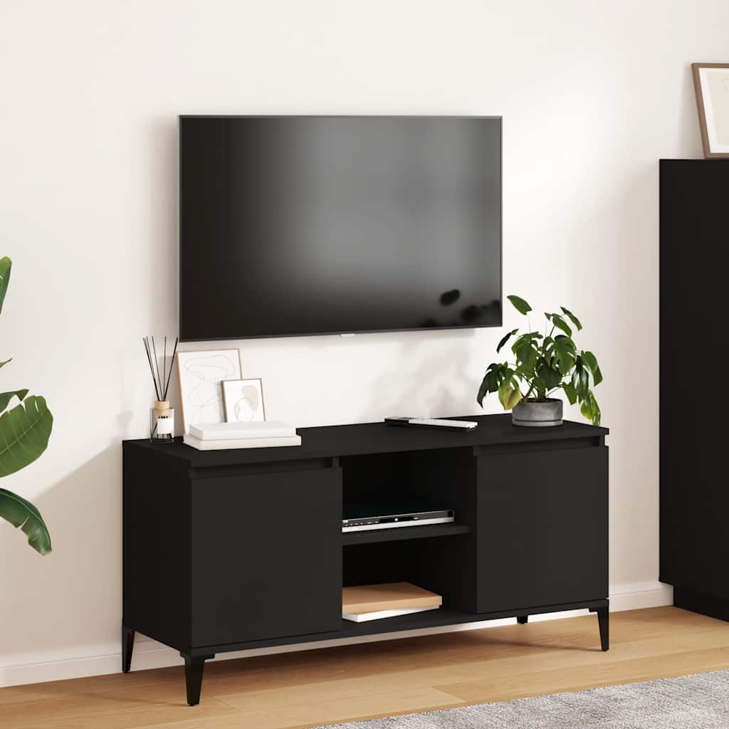 Schwarzer TV-Schrank mit Metallbeinen
