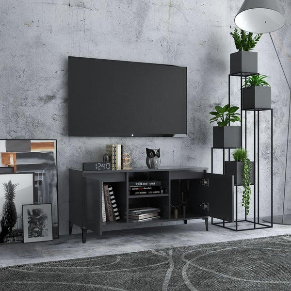 Grauer TV-Schrank mit Metallbeinen