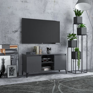 Grauer TV-Schrank mit Metallbeinen
