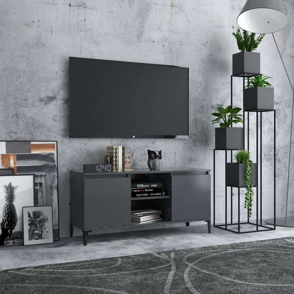 Grauer TV-Schrank mit Metallbeinen