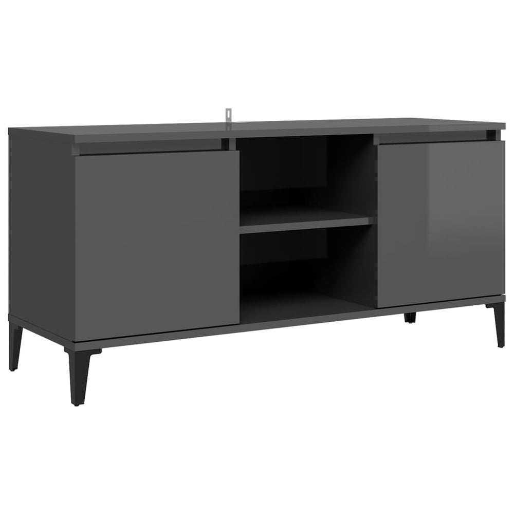 Meuble TV vidaXL avec pieds en métal gris brillant 103,5x35x50 cm
