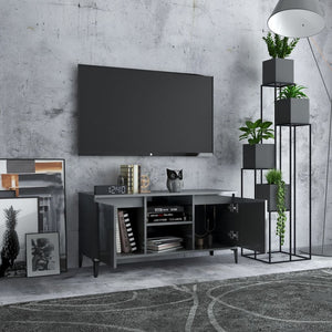 Hochglanz Grau TV-Schrank mit Metallbeinen