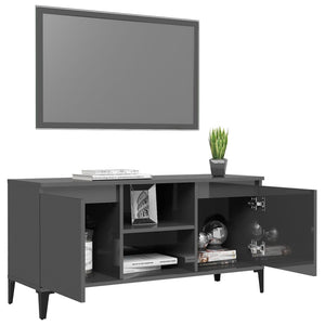 Hochglanz Grau TV-Schrank mit Metallbeinen