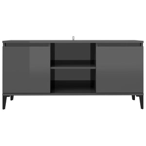 Hochglanz Grau TV-Schrank mit Metallbeinen
