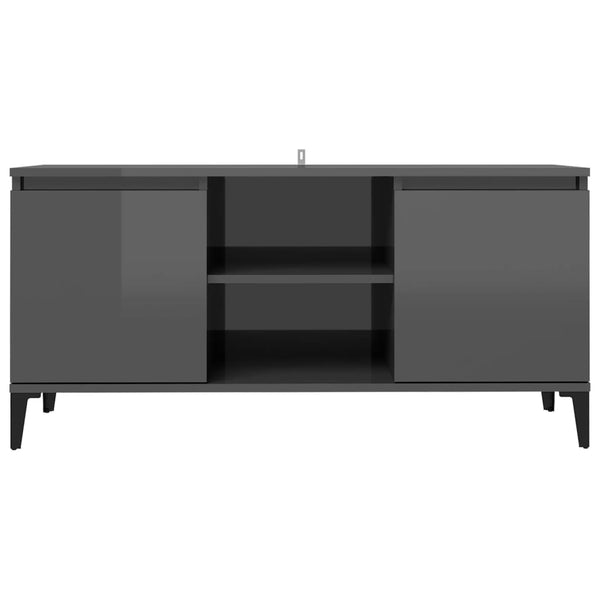 Hochglanz Grau TV-Schrank mit Metallbeinen