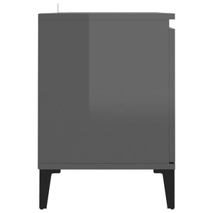 Hochglanz Grau TV-Schrank mit Metallbeinen
