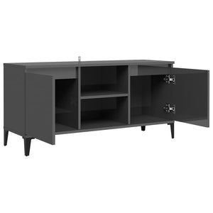 Hochglanz Grau TV-Schrank mit Metallbeinen