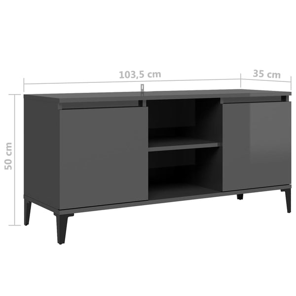 Hochglanz Grau TV-Schrank mit Metallbeinen