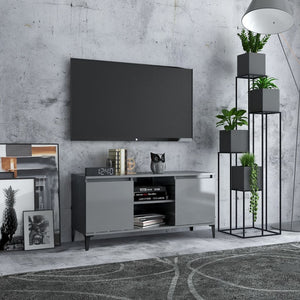 Hochglanz Grau TV-Schrank mit Metallbeinen