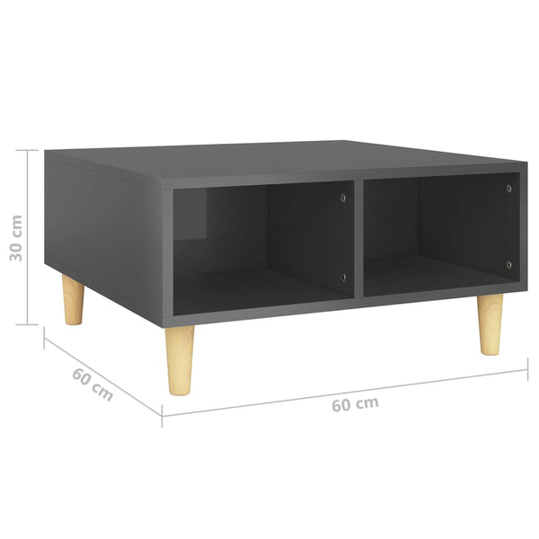 Hochglanz Couchtisch Grau 60x60 cm