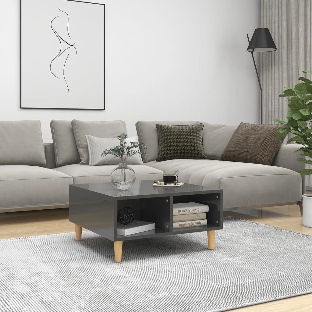 Hochglanz Couchtisch Grau 60x60 cm