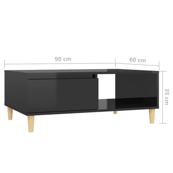 Couchtisch Hochglanz Schwarz 90x60 cm