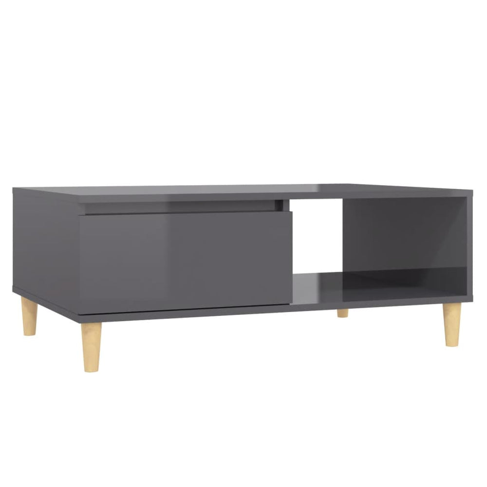 Hochglanz Couchtisch Grau 90x60 cm