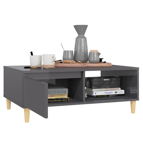 Hochglanz Couchtisch Grau 90x60 cm