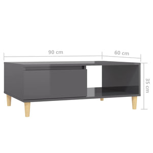 Hochglanz Couchtisch Grau 90x60 cm