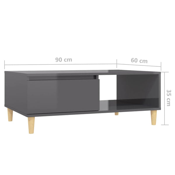 Hochglanz Couchtisch Grau 90x60 cm