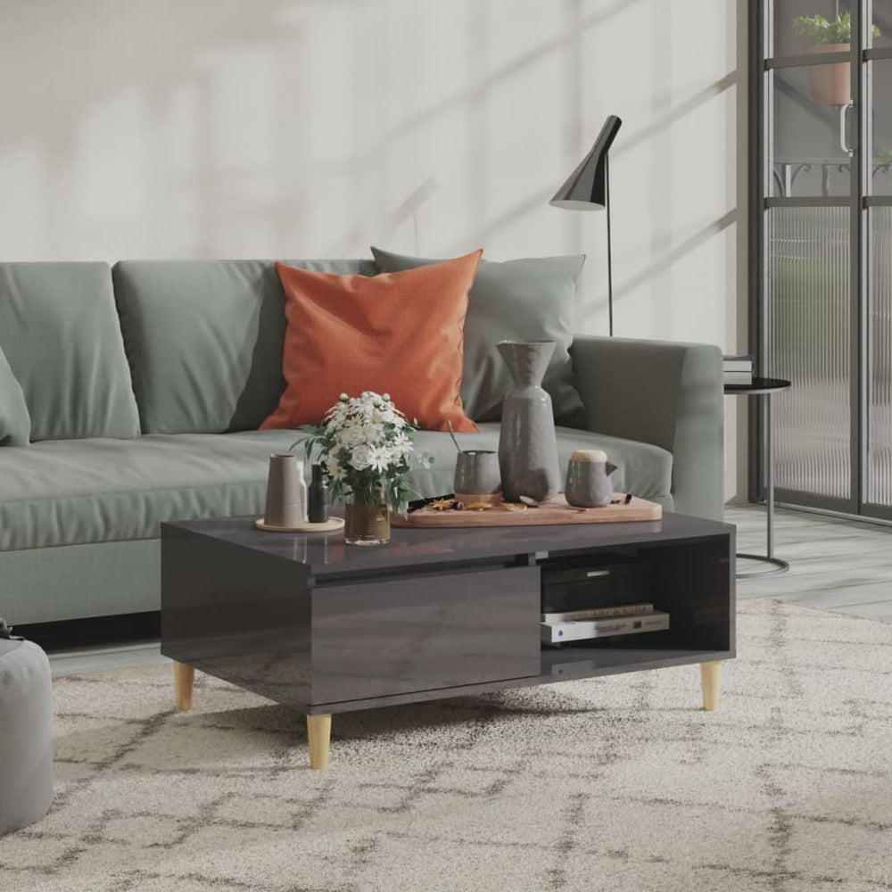 Hochglanz Couchtisch Grau 90x60 cm