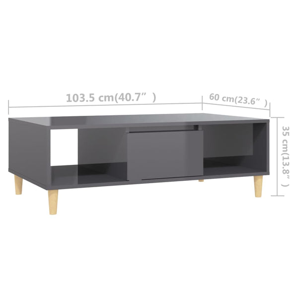 Couchtisch Hochglanz Grau 103,5 cm