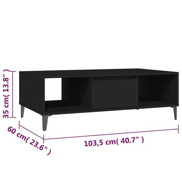 Schwarzer Couchtisch 103,5 cm