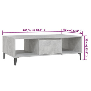 Betongrau Couchtisch mit Ablage