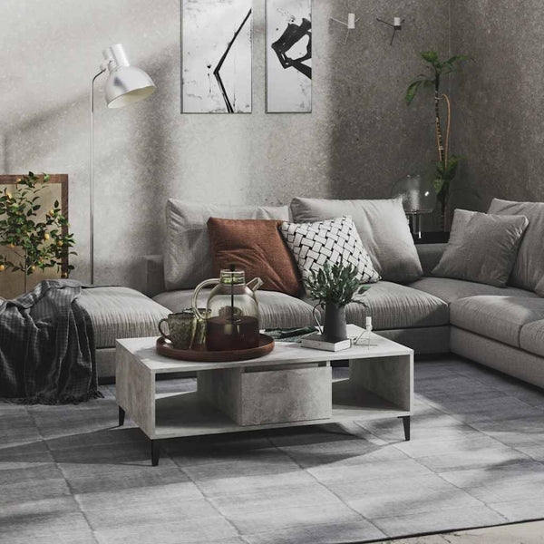 Betongrau Couchtisch mit Ablage