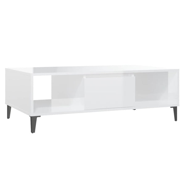 Couchtisch Hochglanz Weiß 103,5 cm