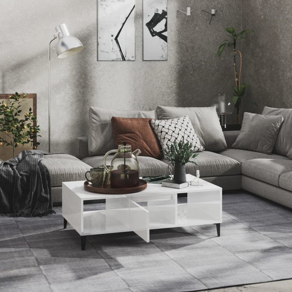 Couchtisch Hochglanz Weiß 103,5 cm