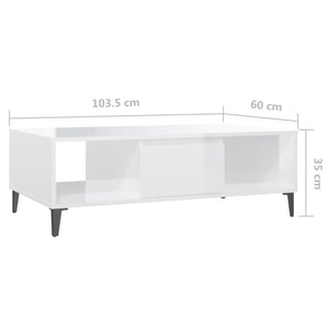 Couchtisch Hochglanz Weiß 103,5 cm