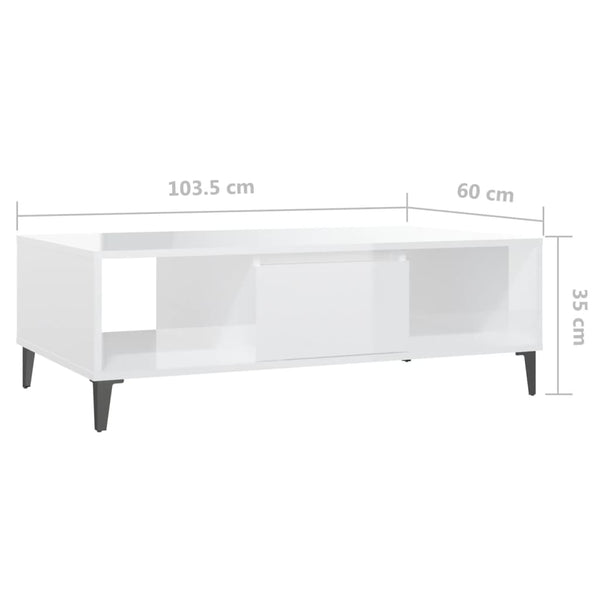 Couchtisch Hochglanz Weiß 103,5 cm