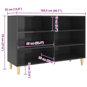 Sideboard Schwarz Hochglanz 103,5 cm