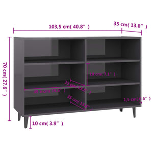 Hochglanz Grau Sideboard 103,5 cm