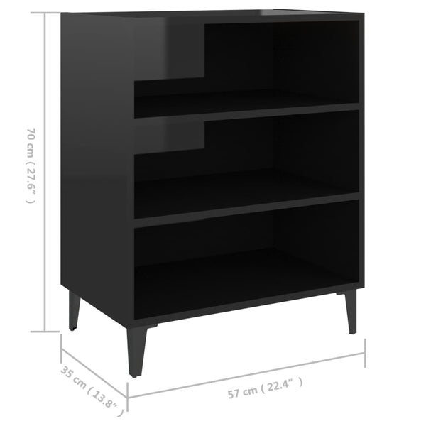 Hochglanz Sideboard Schwarz 57x35x70 cm
