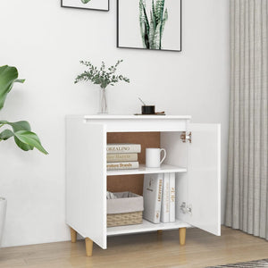 Weißes Sideboard mit Massivholzbeinen 60x35x70 cm