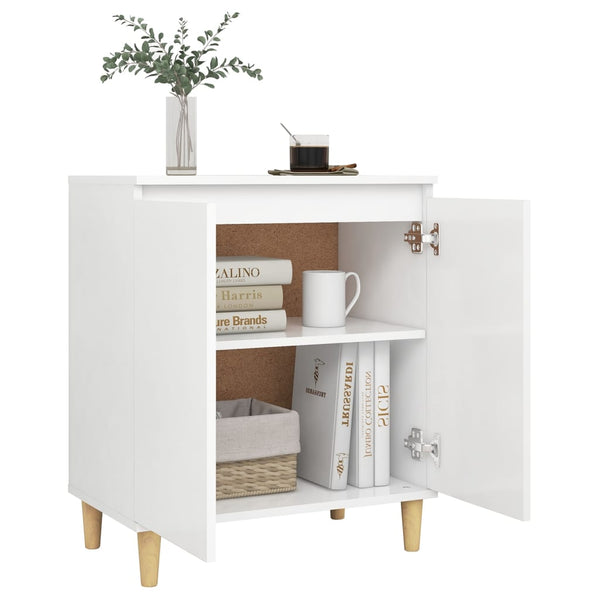 Weißes Sideboard mit Massivholzbeinen 60x35x70 cm