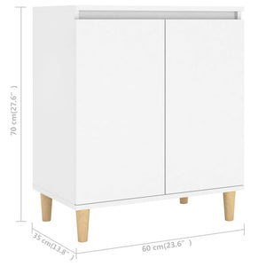 Weißes Sideboard mit Massivholzbeinen 60x35x70 cm
