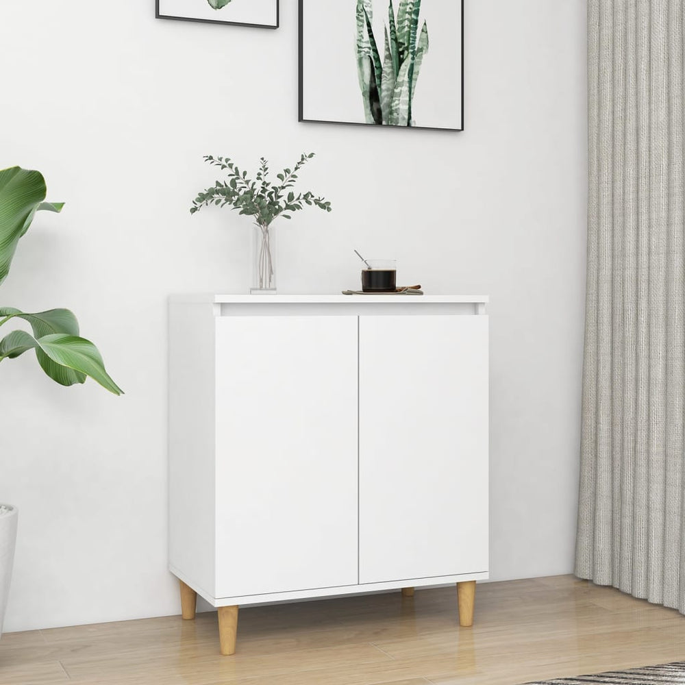 Weißes Sideboard mit Massivholzbeinen 60x35x70 cm