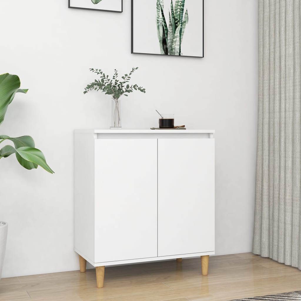 Weißes Sideboard mit Massivholzbeinen 60x35x70 cm