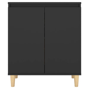 Schwarzes Sideboard mit Holzbeinen 60x35x70 cm