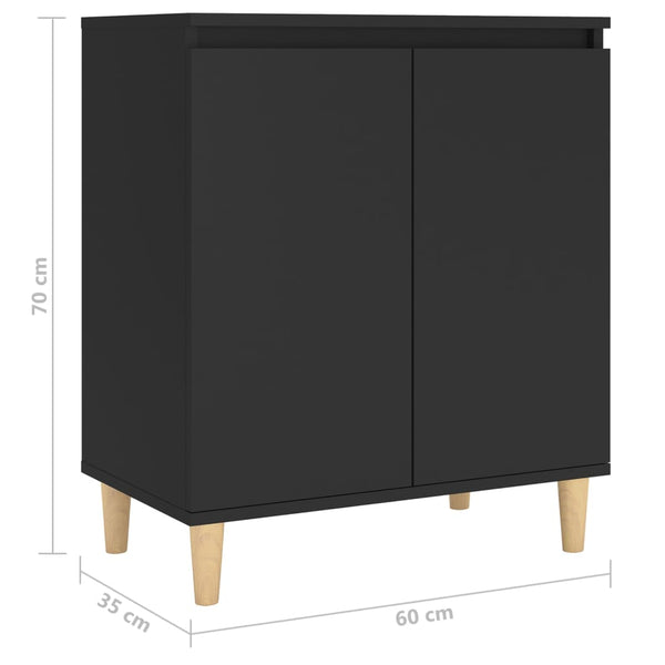 Schwarzes Sideboard mit Holzbeinen 60x35x70 cm